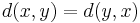 d(x, y) = d(y, x)