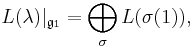  L(\lambda)|_{\mathfrak{g}_1} = \bigoplus_{\sigma} L(\sigma(1)),