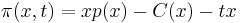  \pi(x,t) = x p(x) - C(x) - t x \quad