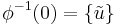 \phi^{-1}(0) = \{\tilde{u}\}