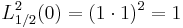 L^2_{1/2}(0) = (1 \cdot 1)^2=1