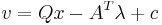 {v} = {Q} {x} - {A}^{T} {\lambda} %2B {c}\,