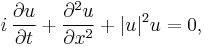 i\,\frac{\partial u}{\partial t} %2B \frac{\partial^2 u}{\partial x^2} %2B |u|^2 u = 0,