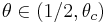 \theta \in (1/2, \theta_c)