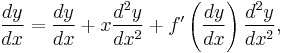 \frac{dy}{dx}=\frac{dy}{dx}%2Bx\frac{d^2 y}{dx^2}%2Bf'\left(\frac{dy}{dx}\right)\frac{d^2 y}{dx^2},