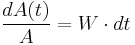 \frac {dA(t)} {A} = W \cdot {dt}