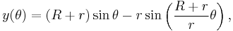 y (\theta) = (R %2B r) \sin \theta - r \sin \left( \frac{R %2B r}{r} \theta \right),