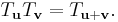  T_{\mathbf{u}}T_{\mathbf{v}} = T_{\mathbf{u}%2B\mathbf{v}} . \! 