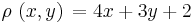 \rho\ (x,y)\,=4x%2B3y%2B2