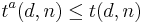 t^a(d,n) \leq t(d,n)