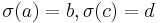 \sigma(a)=b, \sigma(c)=d