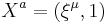 X^{a} = (\xi^\mu,1)