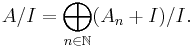 A/I = \bigoplus_{n\in \mathbb N}(A_n %2B I)/I.