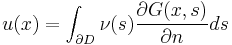 u(x)=\int_{\partial D} \nu(s) \frac{\partial G(x,s)}{\partial n} ds