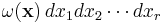  \omega(\mathbf{x})\, dx_1 dx_2\cdots dx_r 