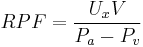 RPF = \frac{U_x V}{P_a - P_v}