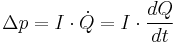  \Delta p = I \cdot {\dot Q} = I \cdot {dQ \over dt}