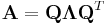 \mathbf{A}=\mathbf{Q}\mathbf{\Lambda}\mathbf{Q}^{T}  