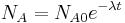 N_A = N_{A0}e^{-{\lambda}t} \,\!