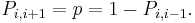 \,P_{i,i%2B1}=p=1-P_{i,i-1}.