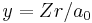  y = Zr/a_0\,