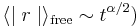  \langle\mid r\mid \rangle_\text{free}\sim t^{\alpha/2})