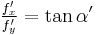 \tfrac{f'_{x}}{f'_{y}}=\tan\alpha'