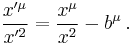  \frac{x'^\mu}{x'^2} = \frac{x^\mu}{x^2} - b^\mu \,. 