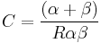  C = \frac{(\alpha %2B \beta)}{R \alpha \beta} 