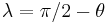 \lambda = \pi/2 - \theta