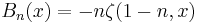 B_n(x) = -n \zeta(1-n,x)