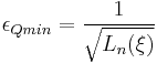 \epsilon_{Qmin}=\frac{1}{\sqrt{L_n(\xi)}}