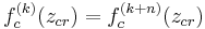 f_c^{(k)}(z_{cr}) = f_c^{(k%2Bn)}(z_{cr}) \,