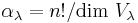 \alpha_\lambda=n! / \text{dim } V_\lambda