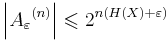 \left| {A_\varepsilon}^{(n)} \right| \leqslant 2^{n(H(X)%2B\varepsilon)}