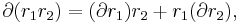 \partial(r_1 r_2)=(\partial r_1) r_2 %2B r_1 (\partial r_2),\,