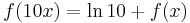 f(10x) = \ln 10 %2B f(x)