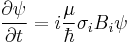  \frac{\partial\psi}{\partial t}=i\frac{\mu}{\hbar}\sigma_i B_i \psi 