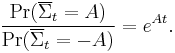  \frac{\Pr(\overline{\Sigma}_{t}=A)}{\Pr(\overline{\Sigma}_{t}=-A)}=e^{At}.