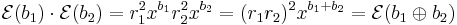 \mathcal{E}(b_1)\cdot \mathcal{E}(b_2) = r_1^2 x^{b_1} r_2^2 x^{b_2} = (r_1r_2)^2 x^{b_1%2Bb_2} = \mathcal{E}(b_1 \oplus b_2)