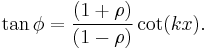 {\tan \phi}={{(1%2B\rho)}\over{(1-\rho)}}\cot(kx).