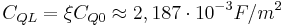 C_{QL} = \xi C_{Q0} \approx 2,187\cdot 10^{-3} F/m^2 \ 