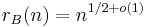 r_B(n) = n^{1/2 %2B o(1)} 