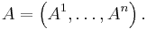 A = \left(A^1, \dots, A^n\right).