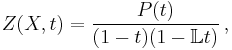 Z(X,t)=\frac{P(t)}{(1-t)(1-{\Bbb L}t)}\,,