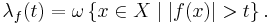 \lambda_f(t) = \omega\left\{x\in X\mid |f(x)| > t\right\}.