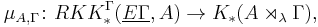  \mu_{A,\Gamma}\colon RKK^\Gamma_*(\underline{E\Gamma},A) \to K_*(A\rtimes_\lambda \Gamma),