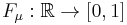 F_{\mu}�: \mathbb{R} \to [0, 1]