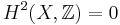 H^2(X, \mathbb Z)=0