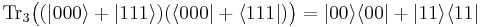 \mathrm{Tr}_3\big((|000\rangle %2B |111\rangle)(\langle 000|%2B\langle 111|) \big) = |00\rangle \langle 00| %2B |11\rangle \langle 11|